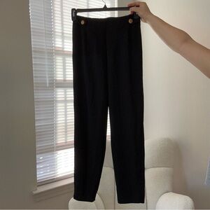 Stylish Black Pants with Gold Button Accents